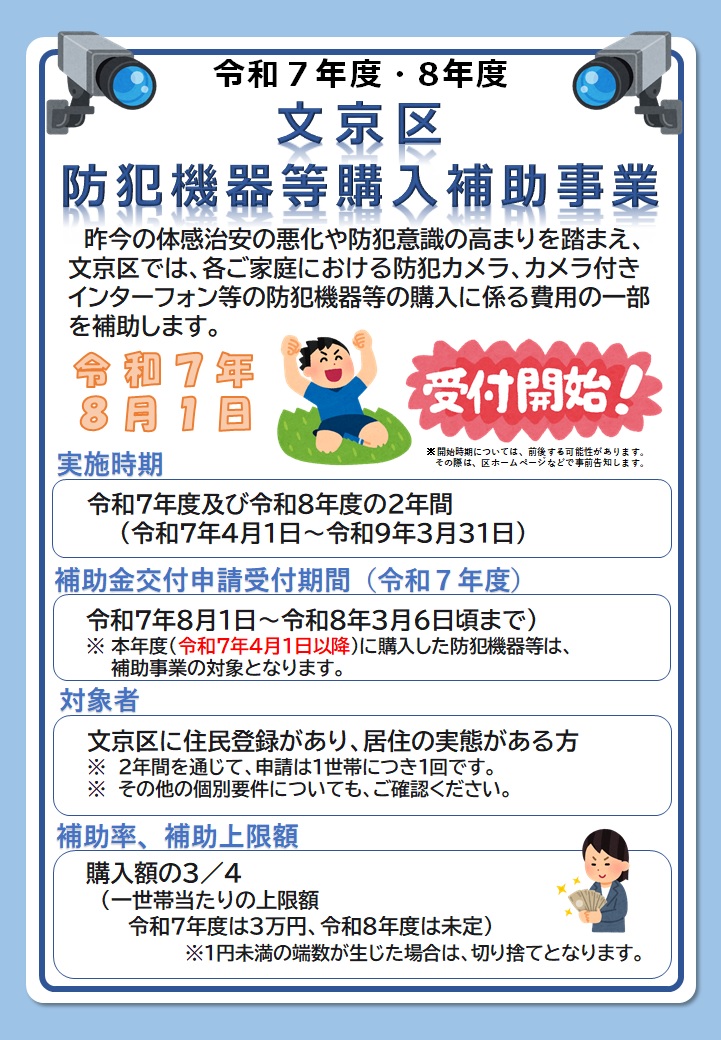 防犯機器等購入補助事業案内表