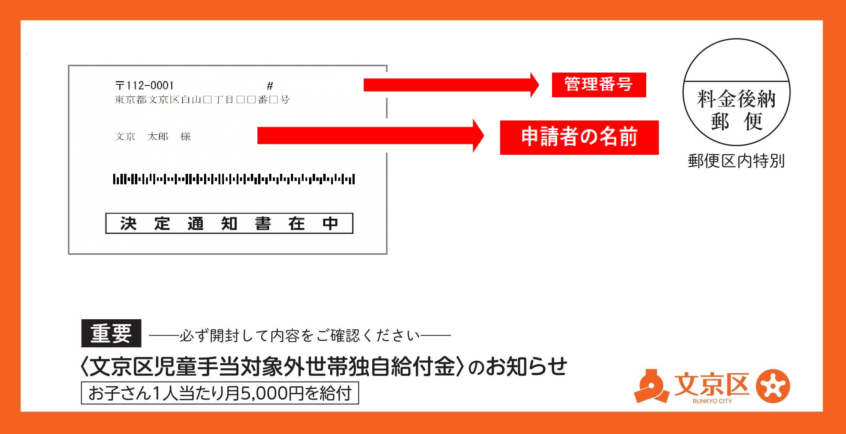 児童手当対象外世帯独自給付金　封筒