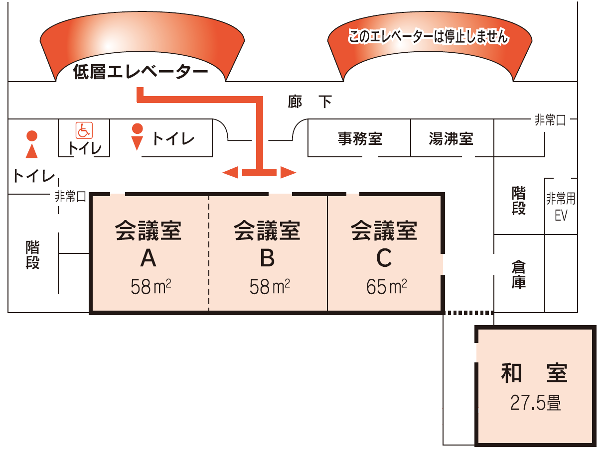 障害者会館会議室のフロアマップ画像