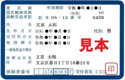 枝番号印字高齢受給者証見本