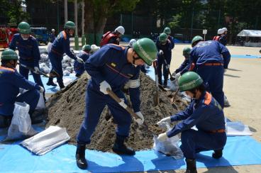 水防訓練 作業の様子