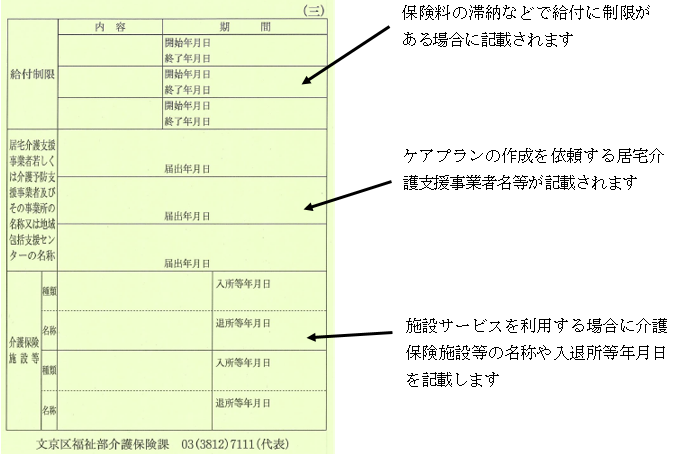 介護保険被保険者証の3ページ目