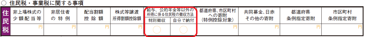 確定申告書2表のイメージ画像に記載箇所を赤色線で明示