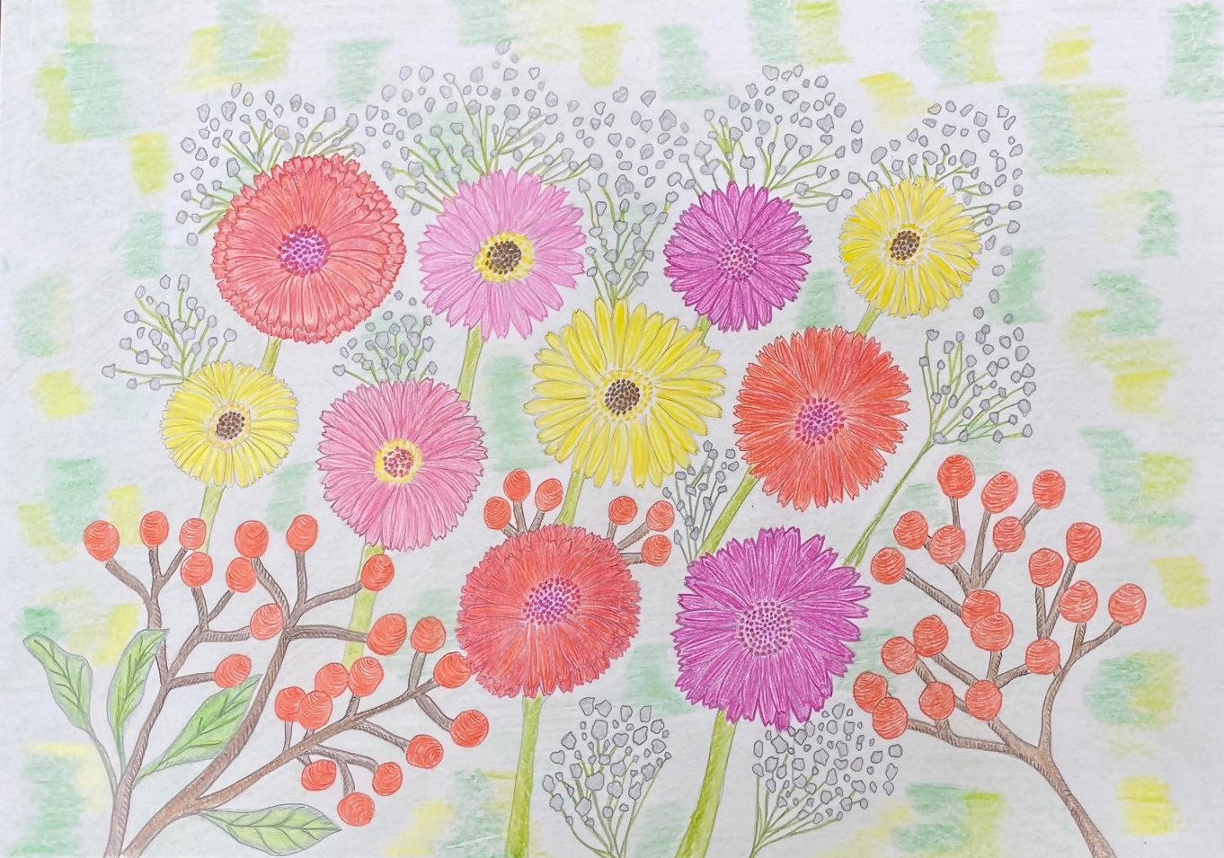 ©「ガーベラと冬の花」MIE