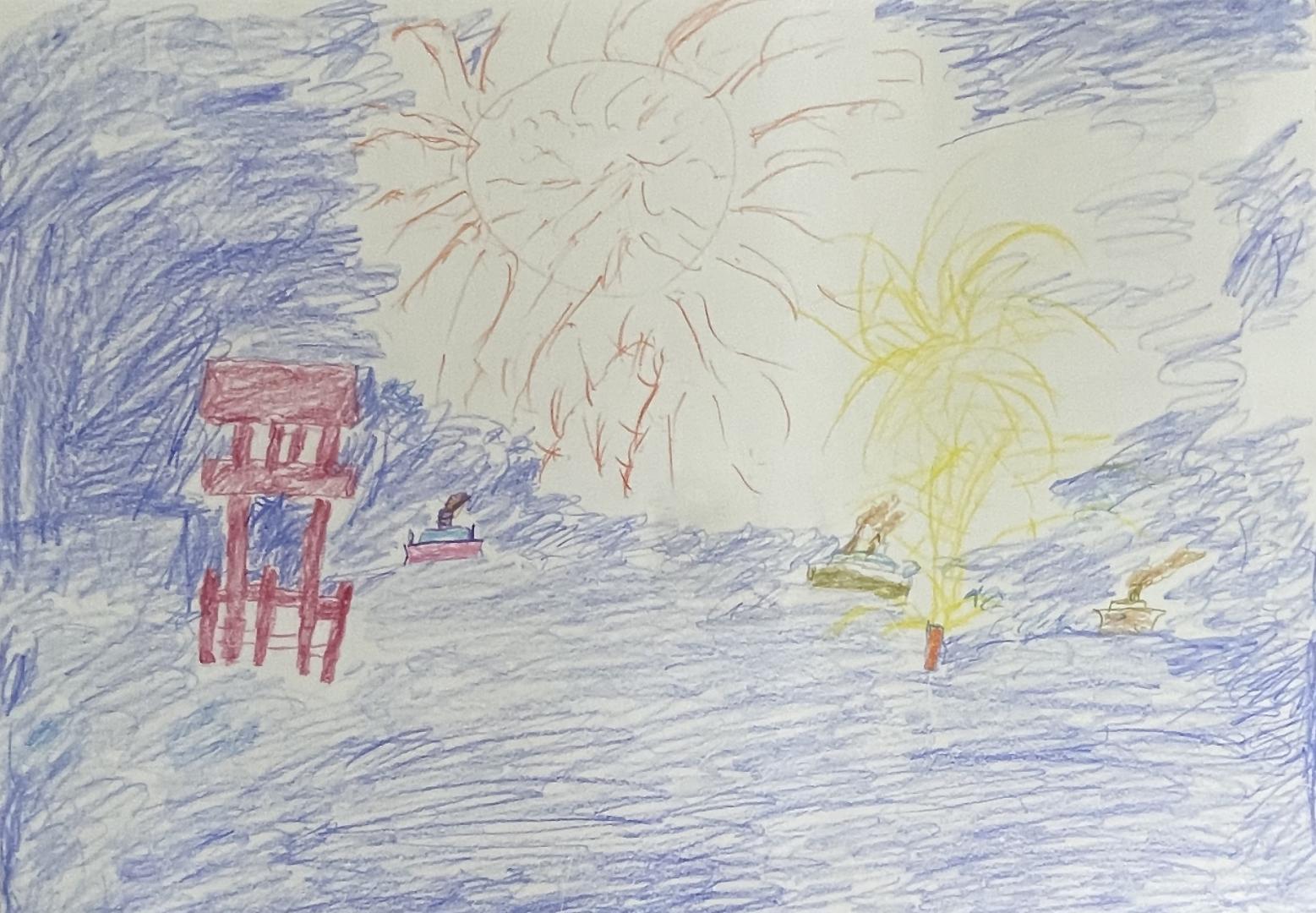 「夜の厳島神社と花火」©高橋俊郎