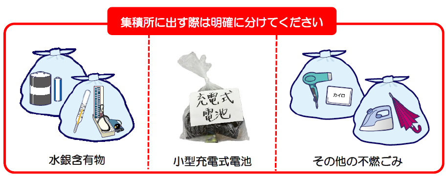 集積所に出す際は明確に分けてください