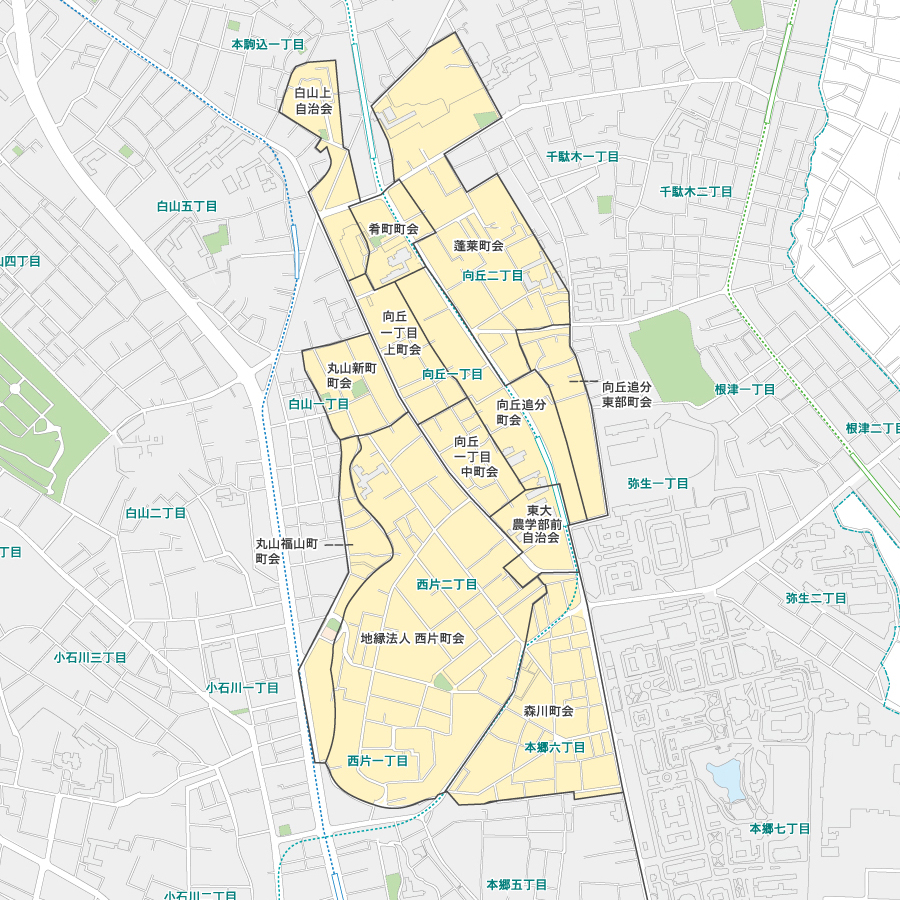 向丘エリアの地図